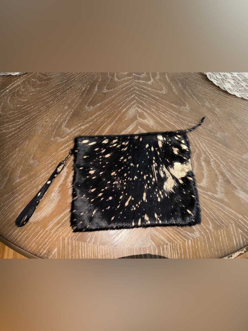 Fur zipper pouch clutch wristlet NEW